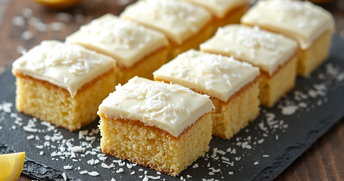 Carrés moelleux au citron fondant et noix de coco râpée