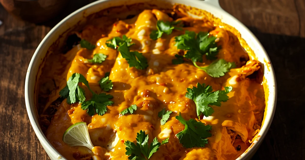 Enchiladas croustillantes au poulet, haricots noirs et sauce onctueuse au potiron