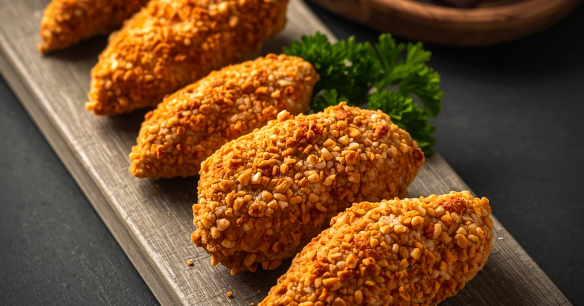 Poulet croustillant en croûte de bretzels dorés au four