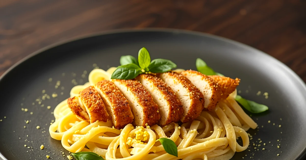 Poulet croustillant au parmesan et pâtes crémeuses au citron
