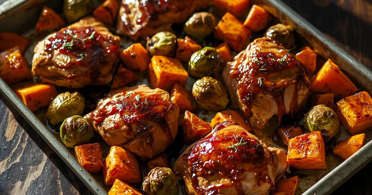 Poulet rôti au sirop d'érable et moutarde de Dijon sur plaque