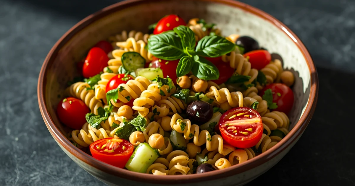Salade de pâtes au petit épeautre et vinaigrette au pesto