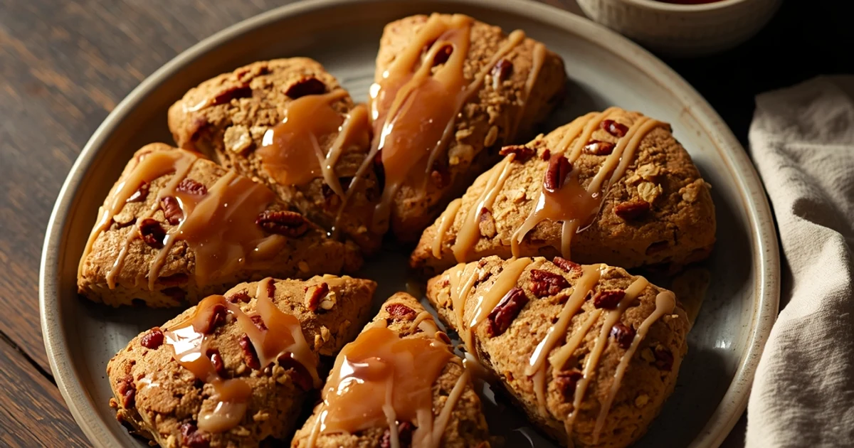Scones moelleux au sirop d'érable, flocons d'avoine et noix de pécan caramélisées