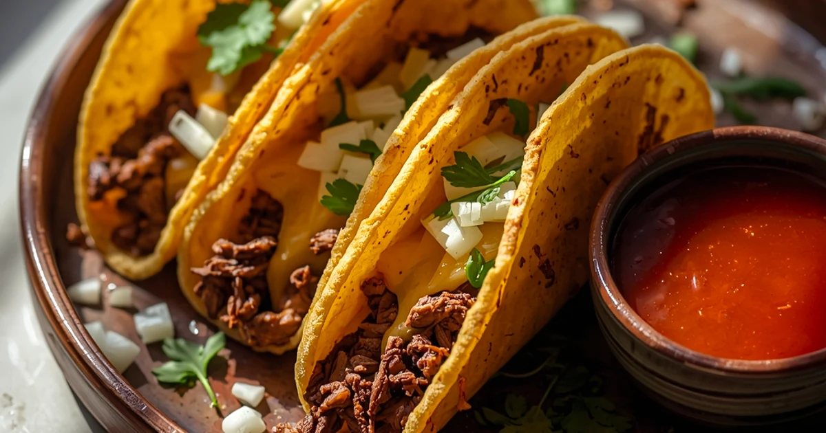 Tacos croustillants au bœuf mijoté et leur consommé parfumé